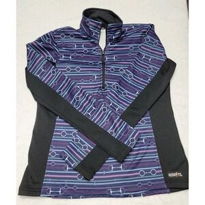 Kerrits Kids Softshell Half Zip Pullover in Purple Bits - Children's Large Shirt